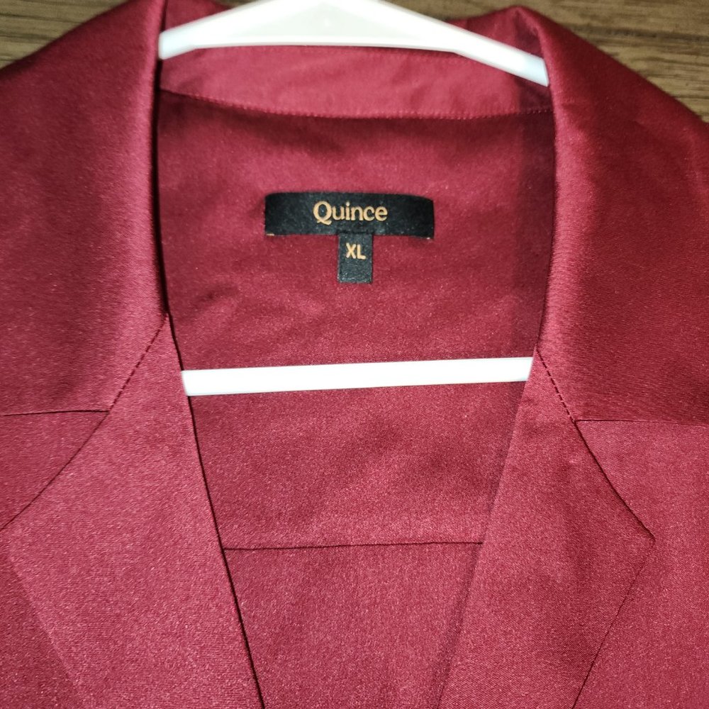 Quince Washable Stretch Silk Notch Collar Blouse NWT Burgundy XL - Picture 5 of 7